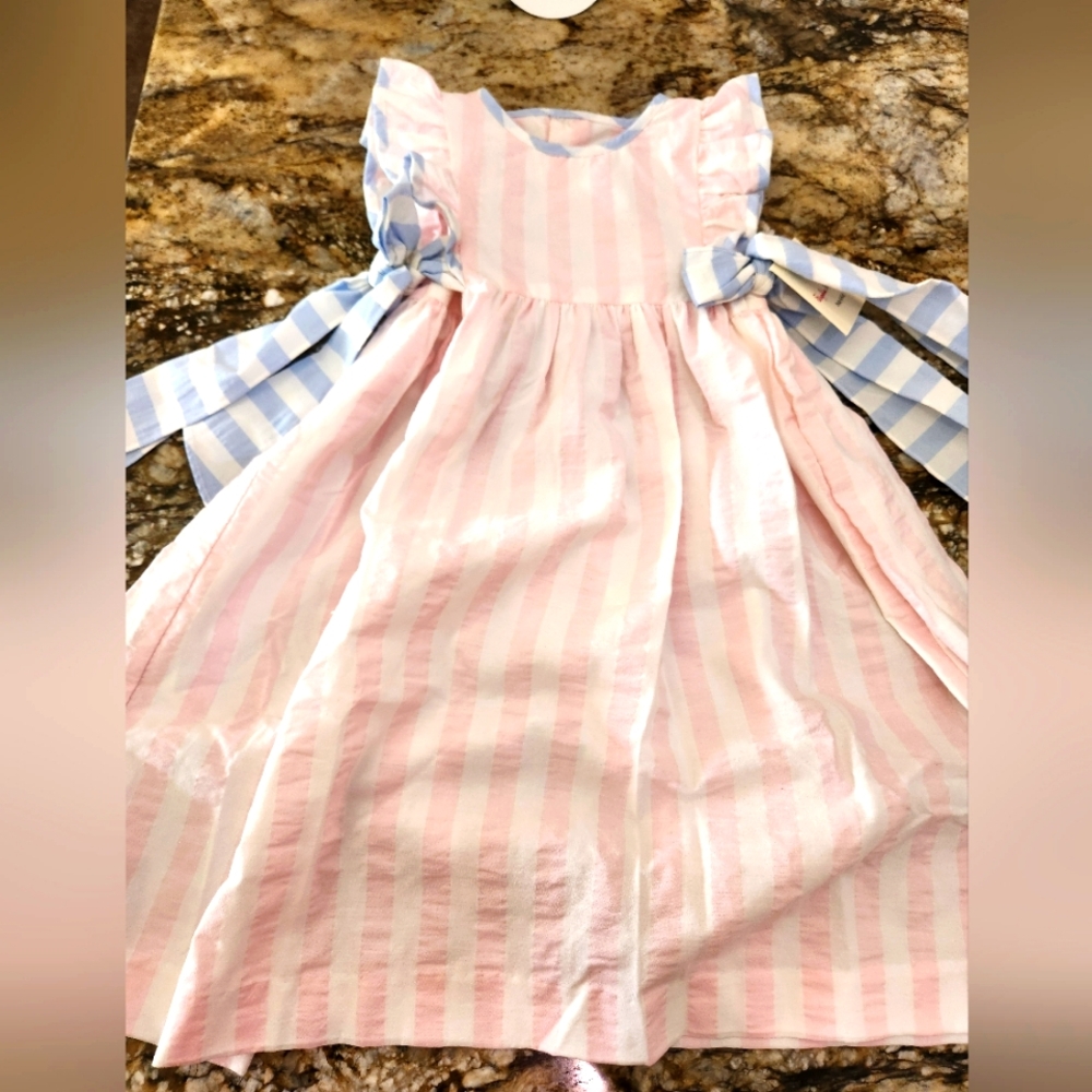 Pink and Blue Striped Dress